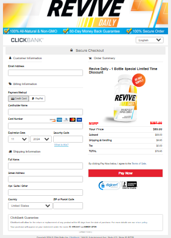 Revive Daily Secured Checkout Form